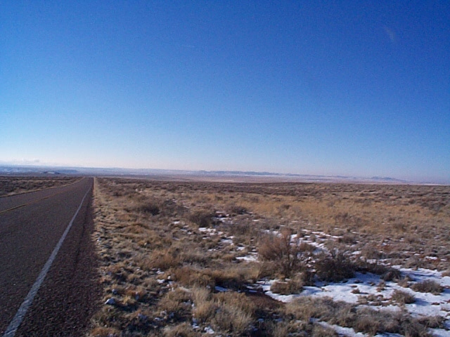 Heading south across 40 into the petrified forest